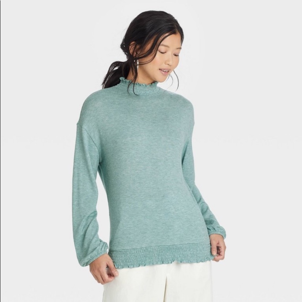 Smocked Turtleneck